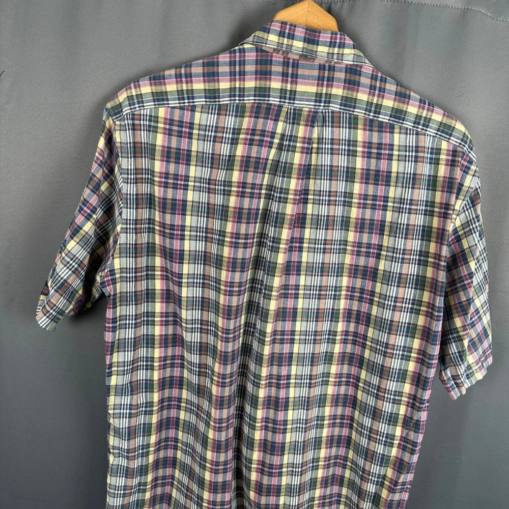 Ralph Lauren McMeel Mens Plaid Short Sleeve Button Down Shirt Multi-Color Medium